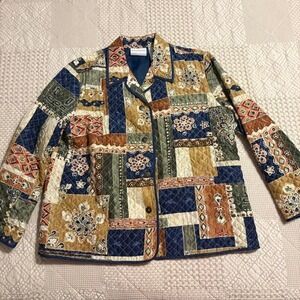 vintage Alfred Dunner 100% silk Quilted patchwork jacket
